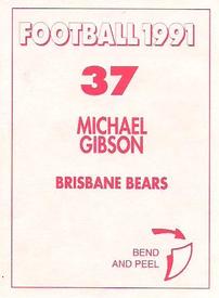 1991 Select AFL Stickers #37 Michael Gibson Back